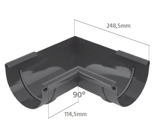 BRYZA PVC Narożnik 125mm / WEWNĘTRZNY (kąt 90°) Czarny (RAL 9005)