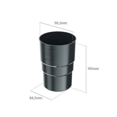 BRYZA PVC Złączka rury 90mm (mufa) Czarny (RAL 9005) BRYZA PVC Złączka rury 90mm (mufa) Czarny (RAL 9005)