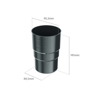 BRYZA PVC Złączka rury 90mm (mufa) Grafit (RAL 7021)