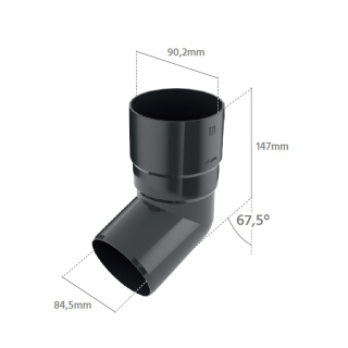 Bryza PVC Kolano / Wylewka 90mm kąt 67,5° Brąz (RAL 8017)