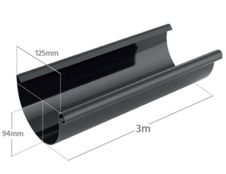 Bryza PVC Rynna 2 mb 125 mm Grafit (RAL 7021)