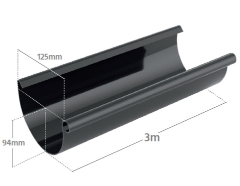 Bryza PVC Rynna 2 mb 125 mm Grafit (RAL 7021) Bryza PVC Rynna 2 mb 125 mm Grafit (RAL 7021)