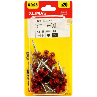 Wkręty Farmerskie 4,8x35 Ral 3011 Farmery Blister 20szt Bwfd-48035 Klimas