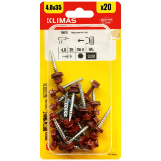 Wkręty Farmerskie 4,8x35 Ral 3009 Farmery Blister 20szt Bwfd-48035 Klimas