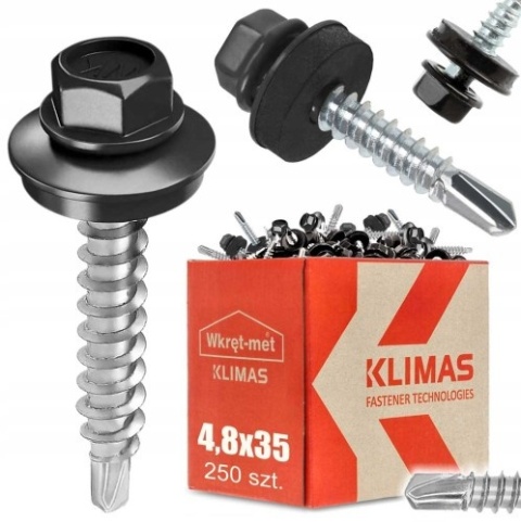 Klimas Wkręty FARMERSKIE 4,8x35 RAL 7016 Grafit Klimas Wkręty FARMERSKIE 4,8x35 RAL 7016 Grafit