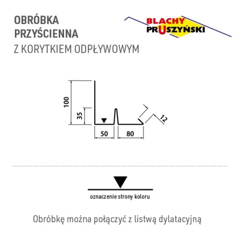Obróbka przyścienna z korytkiem odpływowym Pruszyński